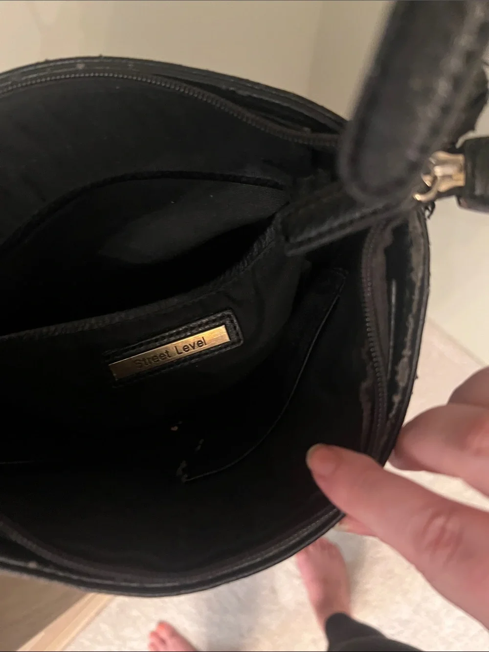 Black Fringe Crossbody Bag with Adjustable Strap